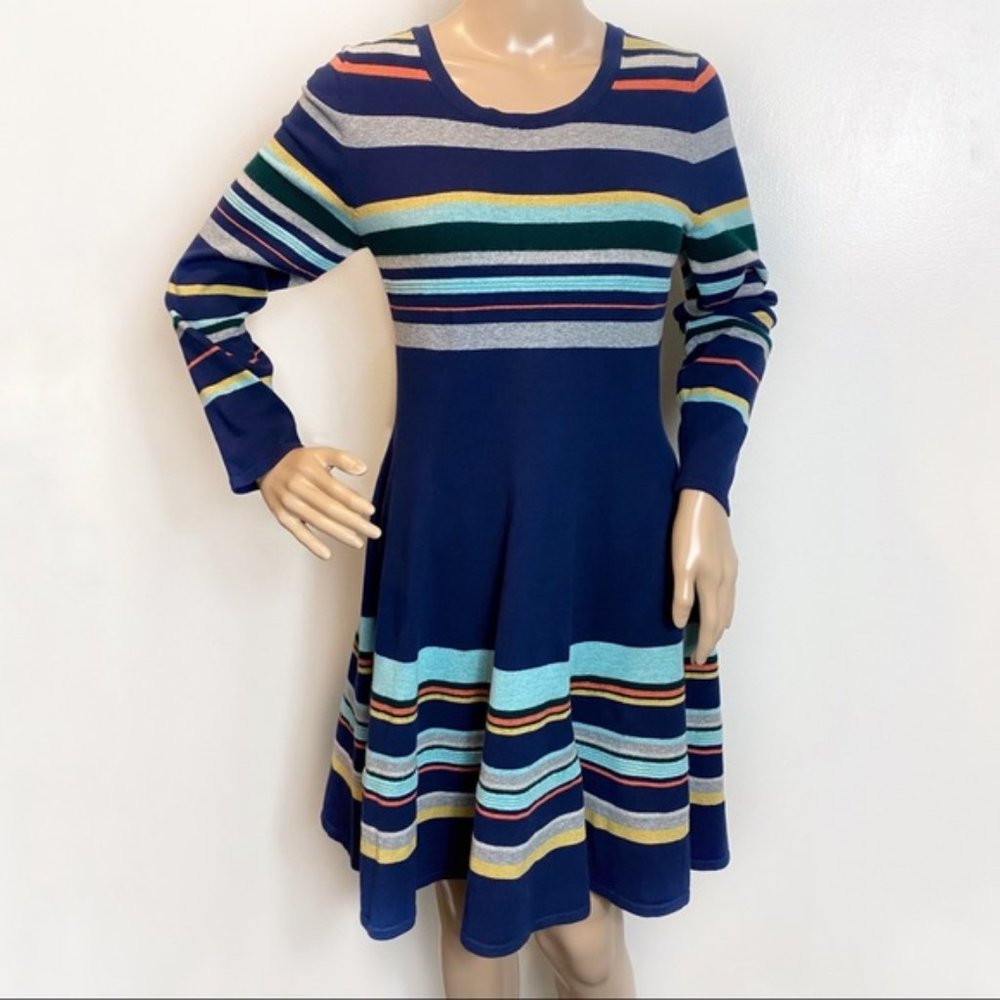 Anthropologie Moth Navy Stripe Sweater Dress